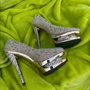 👠 Gianmarco Lorenzi Women's Glitter heels 👠- Multicolor stones sparkly